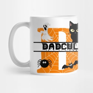 Dadcula Spider Web Funny Halloween Ghost Bat Black Cat Mug